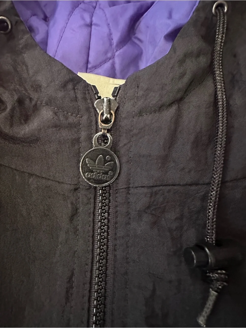 Vintage Adidas Men’s Black & Purple Hooded Jacket